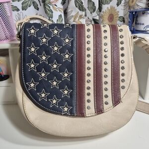 Montana West Bejeweled Flag Leather Crossbody Bag